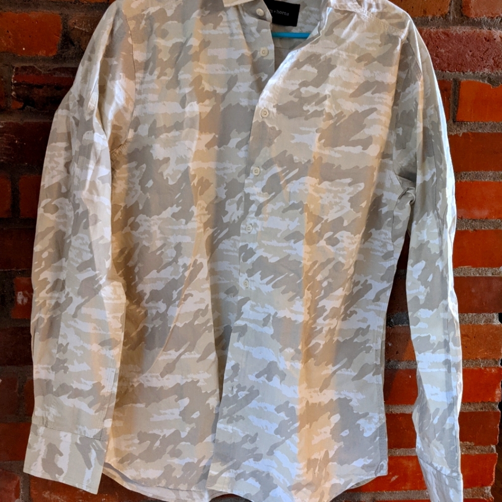 Men shirt Wings + horns , large, cream